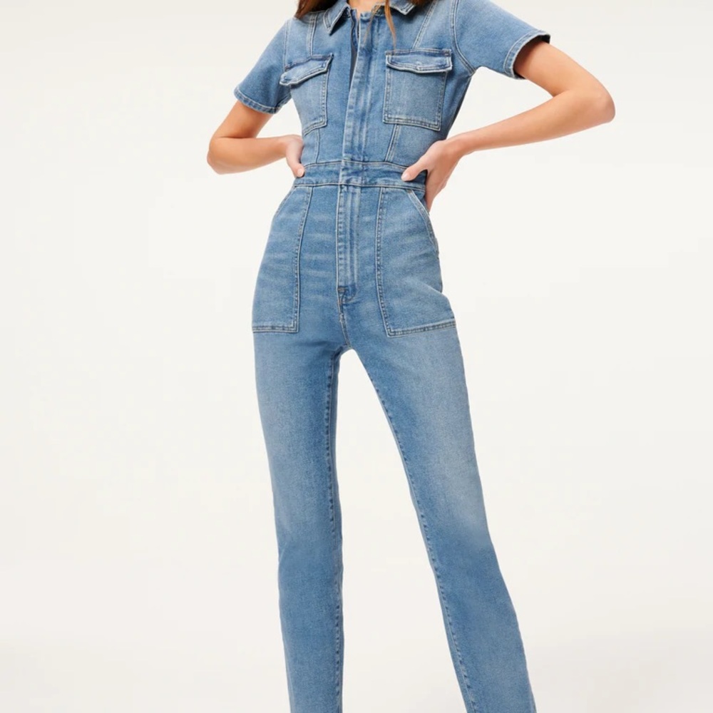 Fit for success Good American denim jumpsuit